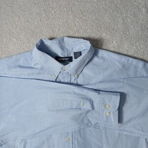 Puritan Mens Shirt Wrinkle Resistant Button Down Long Sleeve Blue L 42-44